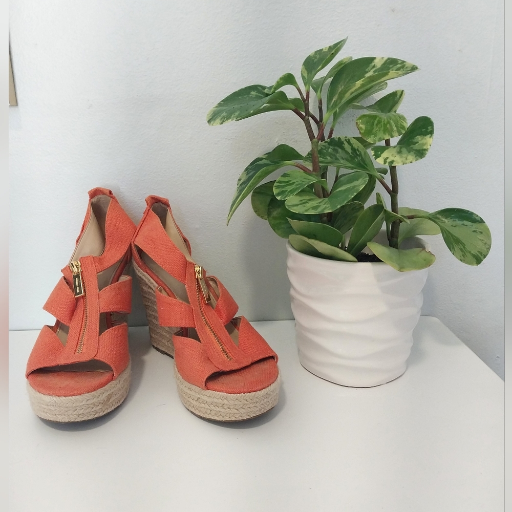 Orange Canvas Michael Kors Wedges